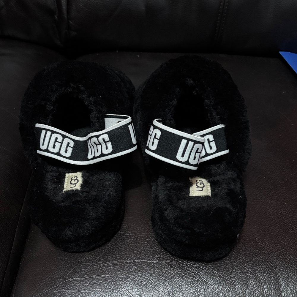 UGG Black Fluffy Sandals